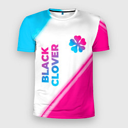 Футболка спортивная мужская Black Clover neon gradient style: надпись, символ, цвет: 3D-принт