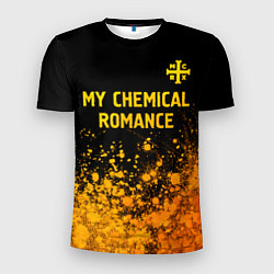 Футболка спортивная мужская My Chemical Romance - gold gradient: символ сверху, цвет: 3D-принт