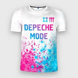 Футболка спортивная мужская Depeche Mode neon gradient style: символ сверху, цвет: 3D-принт