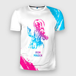 Футболка спортивная мужская Iron Maiden neon gradient style, цвет: 3D-принт