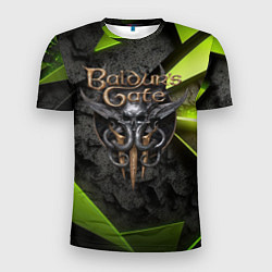 Футболка спортивная мужская Baldurs Gate 3 logo green abstract, цвет: 3D-принт