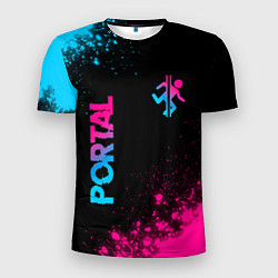 Мужская спорт-футболка Portal - neon gradient: надпись, символ