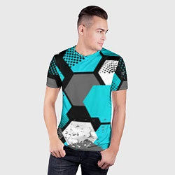 Футболка спортивная мужская Шестиугольники абстрактный фон, цвет: 3D-принт — фото 2