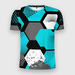 Футболка спортивная мужская Шестиугольники абстрактный фон, цвет: 3D-принт