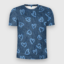 Футболка спортивная мужская Hearts on denim, цвет: 3D-принт