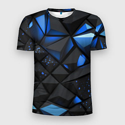 Футболка спортивная мужская Blue black texture, цвет: 3D-принт