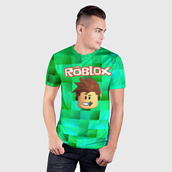 Футболка спортивная мужская Roblox head на пиксельном фоне, цвет: 3D-принт — фото 2