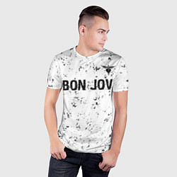 Футболка спортивная мужская Bon Jovi glitch на светлом фоне: символ сверху, цвет: 3D-принт — фото 2