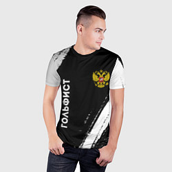 Футболка спортивная мужская Гольфист из России и герб РФ: надпись, символ, цвет: 3D-принт — фото 2