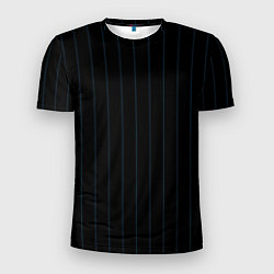 Футболка спортивная мужская Чёрно-синий полосатый, цвет: 3D-принт