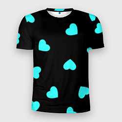 Мужская спорт-футболка С голубыми сердечками на черном