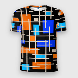 Мужская спорт-футболка Разноцветная прямоугольная абстракция