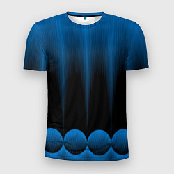 Мужская спорт-футболка Сине-черный градиент в полоску