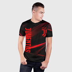 Футболка спортивная мужская Juventus black red logo, цвет: 3D-принт — фото 2