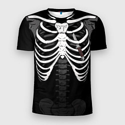 Мужская спорт-футболка Скелет: ребра и нож