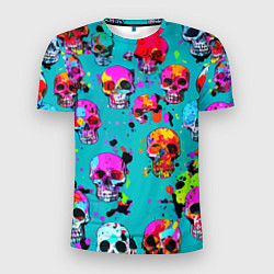 Мужская спорт-футболка Паттерн из ярких черепов - поп-арт - мода