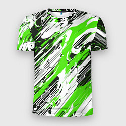 Футболка спортивная мужская Спонтанные брызги зелёные, цвет: 3D-принт