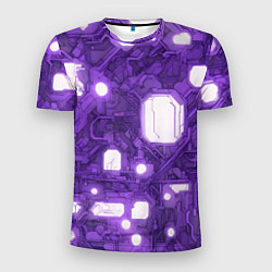 Мужская спорт-футболка Фиолетовые кибернетические схемы неон