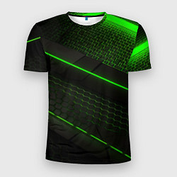 Мужская спорт-футболка Зеленая абстракция со светом