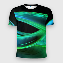Мужская спорт-футболка Green lines abstract
