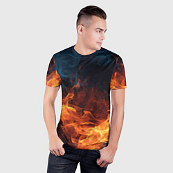 Футболка спортивная мужская Fire black background, цвет: 3D-принт — фото 2