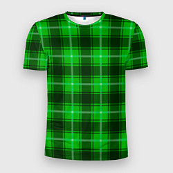Футболка спортивная мужская Шотландка ярко-зелёный, цвет: 3D-принт
