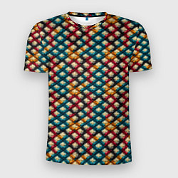 Мужская спорт-футболка Вязанная цветная текстура