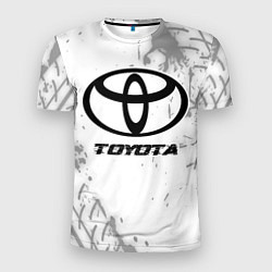Футболка спортивная мужская Toyota speed на светлом фоне со следами шин, цвет: 3D-принт