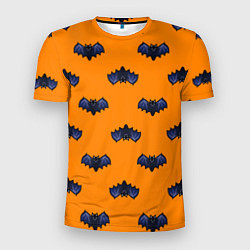 Мужская спорт-футболка Летучие мыши - паттерн оранжевый