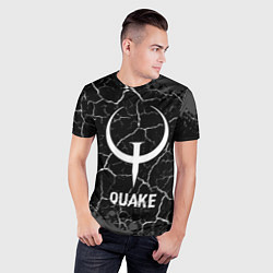 Футболка спортивная мужская Quake glitch на темном фоне, цвет: 3D-принт — фото 2