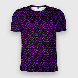 Мужская спорт-футболка Фиолетовые ромбы на чёрном фоне