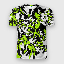 Футболка спортивная мужская Абстракция чёрно-зелёная, цвет: 3D-принт