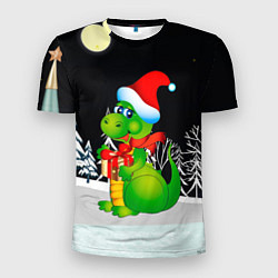 Футболка спортивная мужская Дракон в новогоднюю ночь, цвет: 3D-принт