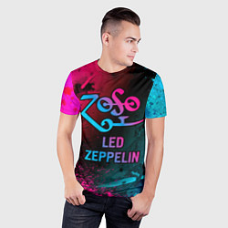 Футболка спортивная мужская Led Zeppelin - neon gradient, цвет: 3D-принт — фото 2