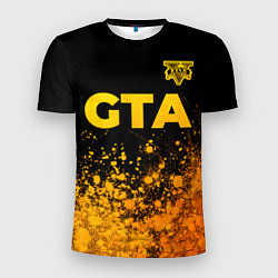 Футболка спортивная мужская GTA - gold gradient посередине, цвет: 3D-принт