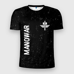 Футболка спортивная мужская Manowar glitch на темном фоне вертикально, цвет: 3D-принт
