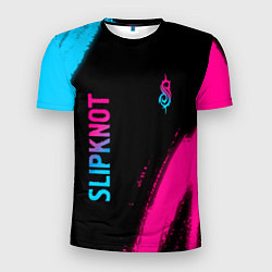 Мужская спорт-футболка Slipknot - neon gradient вертикально