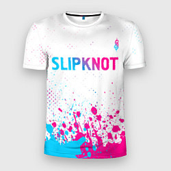 Футболка спортивная мужская Slipknot neon gradient style посередине, цвет: 3D-принт