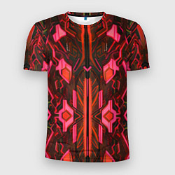 Футболка спортивная мужская Киберпанк неоновая броня красная, цвет: 3D-принт