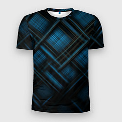 Футболка спортивная мужская Тёмно-синяя шотландская клетка, цвет: 3D-принт