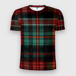 Мужская спорт-футболка Красно-зелёная шотландская клетка