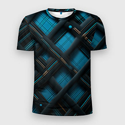 Мужская спорт-футболка Тёмно-синяя диагональная клетка