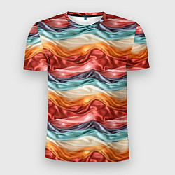 Мужская спорт-футболка Разноцветные полосы текстура ткани