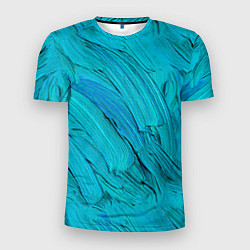 Футболка спортивная мужская Голубая масляная краска, цвет: 3D-принт
