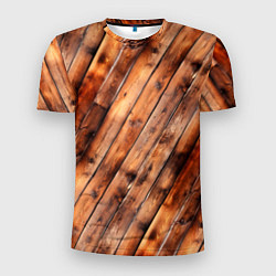 Футболка спортивная мужская Деревянная обшивка, цвет: 3D-принт