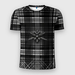 Мужская спорт-футболка Черно-белая шотландская клетка