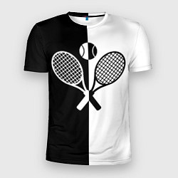 Мужская спорт-футболка Теннис - чёрно белое
