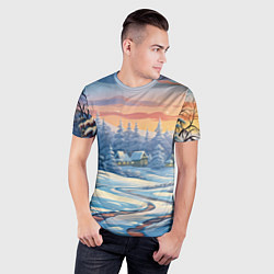 Футболка спортивная мужская Новогодний пейзаж зимний, цвет: 3D-принт — фото 2