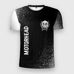 Мужская спорт-футболка Motorhead glitch на темном фоне вертикально
