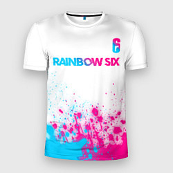 Футболка спортивная мужская Rainbow Six neon gradient style посередине, цвет: 3D-принт